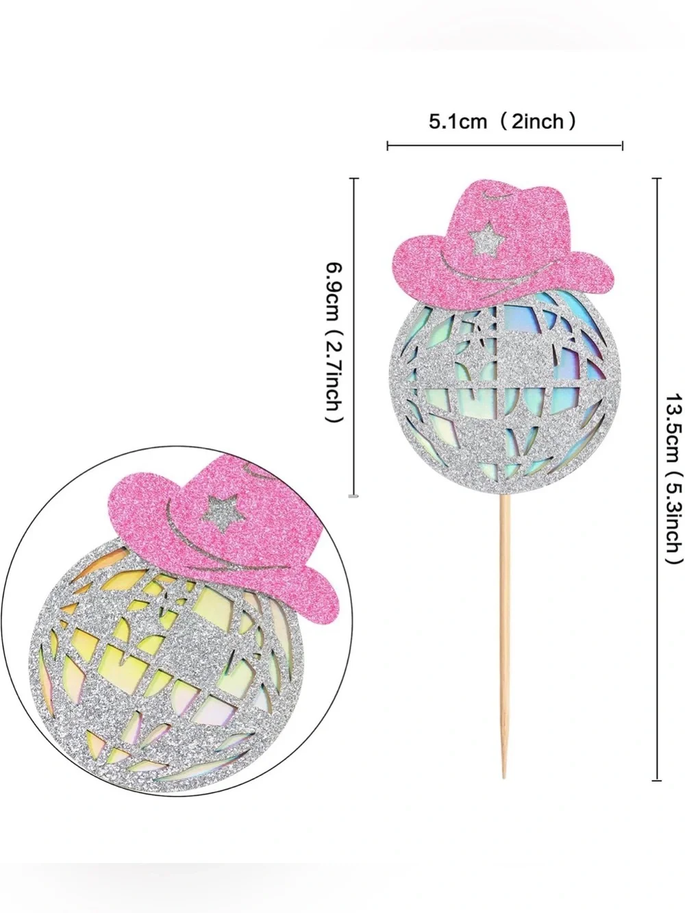 Sparkling Pink Glitter Cowboy Hat Cupcake Picks